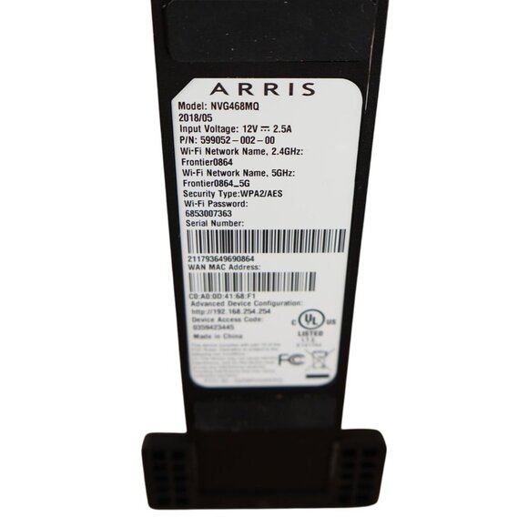 Frontier ARRIS NVG468MQ Wi-Fi Router with Power Adapter & Ethernet Cable - Picture 4 of 4